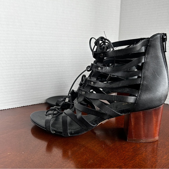ALDO Black Leather Myssi Lace-up Block Heel Sandals - Picture 2 of 12